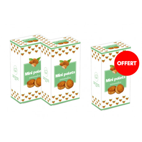 2 boîtes mini palets amande achetées, la 3ème OFFERTE